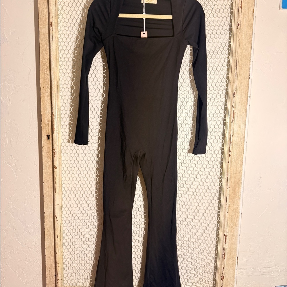 Black Long Sleeve Jumpsuit flare bottom